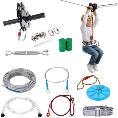 OEM Kit Teleferica Zipline 30,48 M Da Giardino Cortile Parco Attività OEM Kit Teleferica Zipline 30,48 M Da Giardino Cortile Parco Attività