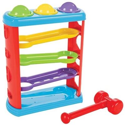 Pilsan Giocattolo per bambini percorso di biglie - Colorato, con martello, 3 palle Pilsan Giocattolo per bambini percorso di biglie - Colorato, con martello, 3 palle