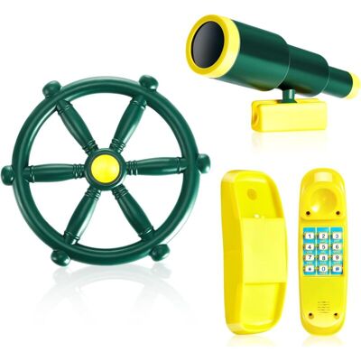 OEM Set Di 3 Divertenti Accessori Per Giocare All'aperto: Nave Pirata In Plastica, Timone E Telescopio. Giocattolo Educativo Per Bambini. OEM Set Di 3 Divertenti Accessori Per Giocare All'aperto: Nave Pirata In Plastica, Timone E Telescopio. Giocattolo Educativo Per Bambini.