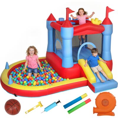 OEM Castello Gonfiabile Per Bambini Con Scivolo, Piscina/palline, Canestro Da Basket E Soffiatore OEM Castello Gonfiabile Per Bambini Con Scivolo, Piscina/palline, Canestro Da Basket E Soffiatore