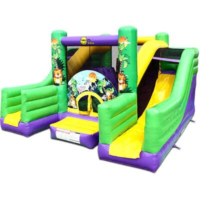 HAPPY HOP Castello Giostra Gonfiabile Jungle Super Bouncer Con Pompa Inclusa Pro HAPPY HOP Castello Giostra Gonfiabile Jungle Super Bouncer Con Pompa Inclusa Pro