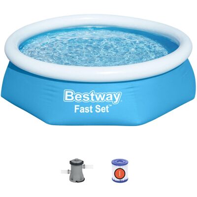 Bestway - Piscina Per Bambini Fast Set Ø244x61 Cm Con Pompa Filtro A Cartuccia 1.249 L/h Blu Bestway - Piscina Per Bambini Fast Set Ø244x61 Cm Con Pompa Filtro A Cartuccia 1.249 L/h Blu