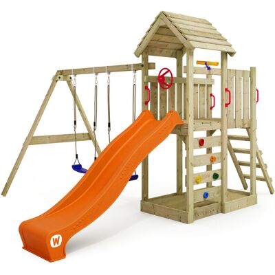 wickey Parco Giochi In Legno Multiflyer Tetto In Legno Giochi Da Giardino Con Altalena E Scivolo Casetta Da Gioco Per L'Arrampicata Con Sabbiera E Scala Di Risalita Per Bambini - Orange - wickey Parco Giochi In Legno Multiflyer Tetto In Legno Giochi Da Giardino Con Altalena E Scivolo Casetta Da Gioco Per L'Arrampicata Con Sabbiera E Scala Di Risalita Per Bambini - Orange -