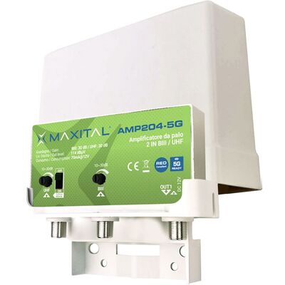 FTE - Amplificatore Da Palo 5g 2 Ingressi Biii/uhf 26/28db Amp204-5g FTE - Amplificatore Da Palo 5g 2 Ingressi Biii/uhf 26/28db Amp204-5g