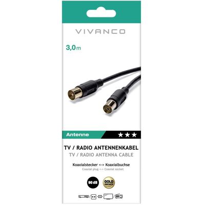 Vivanco Cavo Antenna Maschio Femmina Con Nucleo In Ferrite 3 Metri Vivanco Cavo Antenna Maschio Femmina Con Nucleo In Ferrite 3 Metri
