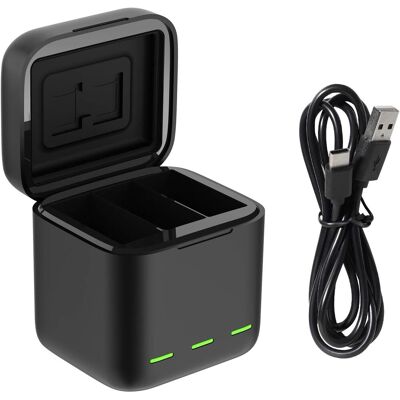 OEM Caricabatteria Per Gopro Hero 13 Nero, Custodia Di Ricarica Usb A Triplo Slot Con Cavo Di Tipo C, Custodia Per Batteria Completamente Compatibile Con Gli Accessori Originali Go Pro 13 OEM Caricabatteria Per Gopro Hero 13 Nero, Custodia Di Ricarica Usb A Triplo Slot Con Cavo Di Tipo C, Custodia Per Batteria Completamente Compatibile Con Gli Accessori Originali Go Pro 13