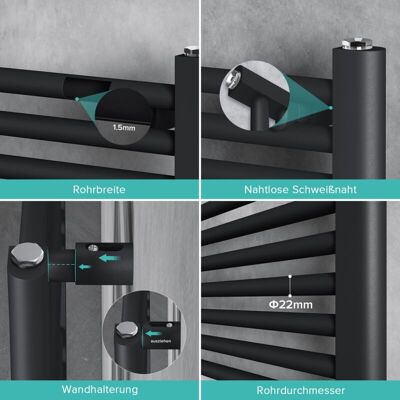 DOPORRO Radiatore asciugamani elettrico RHE 140x50cm - Riscaldamento bagno DOPORRO Radiatore asciugamani elettrico RHE 140x50cm - Riscaldamento bagno