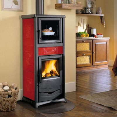 LA NORDICA EXTRAFLAME - Termo Rossella Stufa A Legna Termorossella Plus Forno Dsa In Ghisa 11,1 Kw Per 318 M Liberty Bordeaux LA NORDICA EXTRAFLAME - Termo Rossella Stufa A Legna Termorossella Plus Forno Dsa In Ghisa 11,1 Kw Per 318 M Liberty Bordeaux