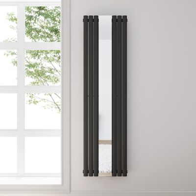 SONNI Radiatore Moderno 1800x500mm Antracite Radiatore A Pannello Ovale Collegamento Centrale Verticale Singolo Strato Con Specchio - SONNI Radiatore Moderno 1800x500mm Antracite Radiatore A Pannello Ovale Collegamento Centrale Verticale Singolo Strato Con Specchio -