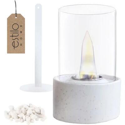 OEM Caminetto Biologico Da Tavolo Autoportante Bianco 24 Cm Con Pietre Decorative - Rotondo Bianco OEM Caminetto Biologico Da Tavolo Autoportante Bianco 24 Cm Con Pietre Decorative - Rotondo Bianco