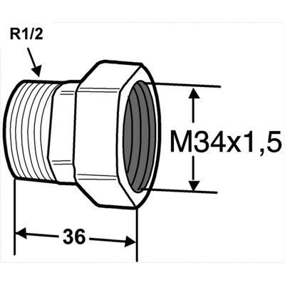HEIMEIER Raccordo Radiatore R 1/2 X M 34, Ametal-c Nichelato, 50721915 HEIMEIER Raccordo Radiatore R 1/2 X M 34, Ametal-c Nichelato, 50721915
