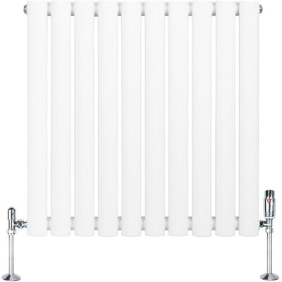 Monster Cable Radiatore Orizzontale Ovale 600x600mm Bianco Con Valvole Trv Monster Cable Radiatore Orizzontale Ovale 600x600mm Bianco Con Valvole Trv