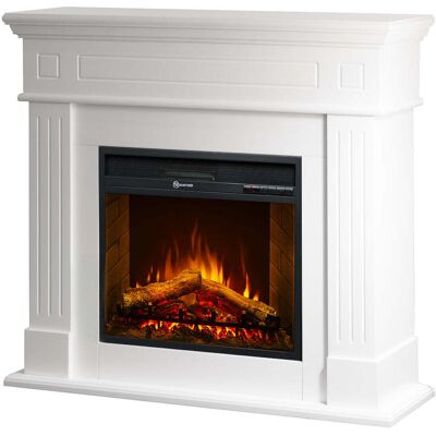DIVINA FIRE Camino Elettrico Caminetto Da Terra Cambridge In Legno Bianco 110x25x95h DIVINA FIRE Camino Elettrico Caminetto Da Terra Cambridge In Legno Bianco 110x25x95h