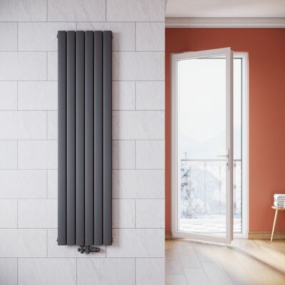 SONNI Radiatore A Pannello Verticale Piatto Antracite Doppio 1800x462mm Radiatore Riscaldante Con Rubinetto Multiblocco Cromato Radiatore Termostatico - SONNI Radiatore A Pannello Verticale Piatto Antracite Doppio 1800x462mm Radiatore Riscaldante Con Rubinetto Multiblocco Cromato Radiatore Termostatico -