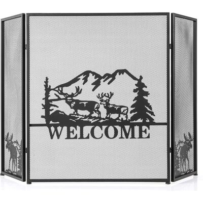 HELLOSHOP26 Parascintille Pieghevole Per Camino 132 X 79 Cm Efficace Protezione Dalle Scintille Motivo Decorativo A Zig-zag In Metallo Nero 200019461 HELLOSHOP26 Parascintille Pieghevole Per Camino 132 X 79 Cm Efficace Protezione Dalle Scintille Motivo Decorativo A Zig-zag In Metallo Nero 200019461