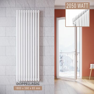 SONNI Radiatore Termosifoni Ad Acqua Calda In Acciaio Radiatore A Pannello Bilayer Design Bagno Soggiorno Radiatore Orizzontale Bianco 1800x590mm 2050w - SONNI Radiatore Termosifoni Ad Acqua Calda In Acciaio Radiatore A Pannello Bilayer Design Bagno Soggiorno Radiatore Orizzontale Bianco 1800x590mm 2050w -