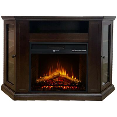 DIVINA FIRE Camino Elettrico Caminetto Da Terra Ad Angolo Madison In Legno Noce L126 X P78 X H83 DIVINA FIRE Camino Elettrico Caminetto Da Terra Ad Angolo Madison In Legno Noce L126 X P78 X H83