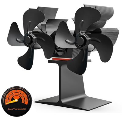 TREETALK Ventilatore A Doppio Motore Con Termometro Magnetico Integrato Per Stufe A Legna, A Gas E A Pellet, Colore Nero. Compatibile Con Stufe A Legna, A Gas E A Pellet. TREETALK Ventilatore A Doppio Motore Con Termometro Magnetico Integrato Per Stufe A Legna, A Gas E A Pellet, Colore Nero. Compatibile Con Stufe A Legna, A Gas E A Pellet.