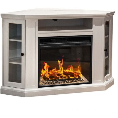 DIVINA FIRE Camino Elettrico Caminetto Da Terra Ad Angolo Madison In Legno Bianco L126 X P78 X H83 DIVINA FIRE Camino Elettrico Caminetto Da Terra Ad Angolo Madison In Legno Bianco L126 X P78 X H83