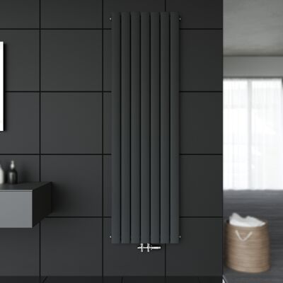 SONNI - Radiatore A Pannello Verticale Piatto Antracite Doppio 1800x539mm Radiatore Riscaldante Con Rubinetto Multiblocco Cromato Radiatore Termostatico SONNI - Radiatore A Pannello Verticale Piatto Antracite Doppio 1800x539mm Radiatore Riscaldante Con Rubinetto Multiblocco Cromato Radiatore Termostatico