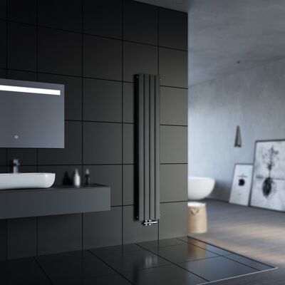 SONNI Radiatore A Pannello Verticale Piatto Antracite Doppio 1800x308mm Radiatore Riscaldante Con Rubinetto Multiblocco Cromato Radiatore Termostatico - SONNI Radiatore A Pannello Verticale Piatto Antracite Doppio 1800x308mm Radiatore Riscaldante Con Rubinetto Multiblocco Cromato Radiatore Termostatico -