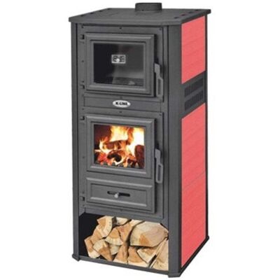 Stufa a legna K-LINE 13 kW Acciaio Rosso - Riscaldamento 260 m³ Stufa a legna K-LINE 13 kW Acciaio Rosso - Riscaldamento 260 m³