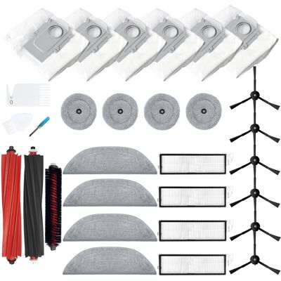 HABITEX Kit Di 29 Accessori Di Ricambio Compatibili Con Roborock S8 Maxv Ultra: 2 Spazzole Principali, 4 Filtri, 6 Spazzole Laterali, 4 Panni Per La Pulizia, 6 Sacchetti Per Aspirazione. HABITEX Kit Di 29 Accessori Di Ricambio Compatibili Con Roborock S8 Maxv Ultra: 2 Spazzole Principali, 4 Filtri, 6 Spazzole Laterali, 4 Panni Per La Pulizia, 6 Sacchetti Per Aspirazione.