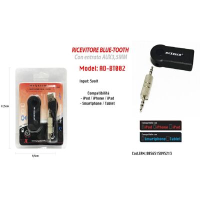 MAXTECH Ricevitore Adattatore Jack 3.5mm Vivavoce Bluetooth Stereo Audio Ad-bt002 - - MAXTECH Ricevitore Adattatore Jack 3.5mm Vivavoce Bluetooth Stereo Audio Ad-bt002 - -
