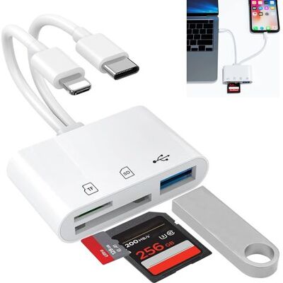 OEM Lettore Di Schede Sd 3 In 2, Adattatore Da Usb-c A Lightning Per Schede Sd/micro Sd/usb, Lettore Di Schede Sd/tf/usb, Otg, Lettore Di Schede Di Memoria Type-c Per Iphone/ipad/ipad Pro/macbook/laptop OEM Lettore Di Schede Sd 3 In 2, Adattatore Da Usb-c A Lightning Per Schede Sd/micro Sd/usb, Lettore Di Schede Sd/tf/usb, Otg, Lettore Di Schede Di Memoria Type-c Per Iphone/ipad/ipad Pro/macbook/laptop