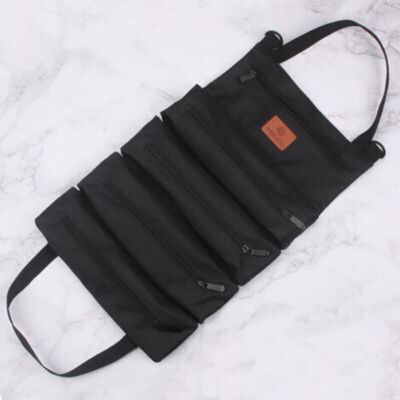 OEM Borsa Portautensili Arrotolabile In Tela Con 5 Tasche Con Cerniera, Borsa Multiuso (nera) OEM Borsa Portautensili Arrotolabile In Tela Con 5 Tasche Con Cerniera, Borsa Multiuso (nera)