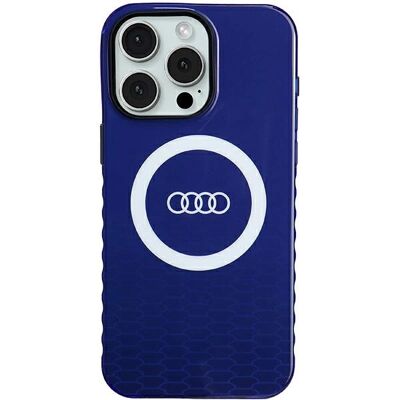 Custodia Audi iPhone 15 Pro Max Big Logo Blu Custodia Audi iPhone 15 Pro Max Big Logo Blu