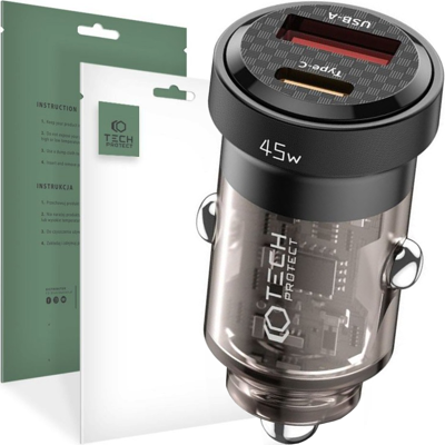 Caricabatterie Tech-Protect CC45W - USB-A, USB-C, Ricarica rapida Caricabatterie Tech-Protect CC45W - USB-A, USB-C, Ricarica rapida