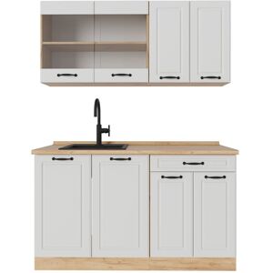 Vicco - Cucina monoblocco R-Line, Casa di campagna bianca/quercia dorata, 140 cm , pl Rovere Vicco - Cucina monoblocco R-Line, Casa di campagna bianca/quercia dorata, 140 cm , pl Rovere