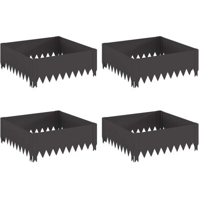 VIDAXL Bordura Per Prato 4 Pz 60 X 60 X 20 Cm Acciaio Nero VIDAXL Bordura Per Prato 4 Pz 60 X 60 X 20 Cm Acciaio Nero