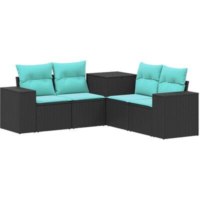 VIDAXL Set Di Divani 5 Pz Nero E Blu 200 X 200 X 85 Cm VIDAXL Set Di Divani 5 Pz Nero E Blu 200 X 200 X 85 Cm
