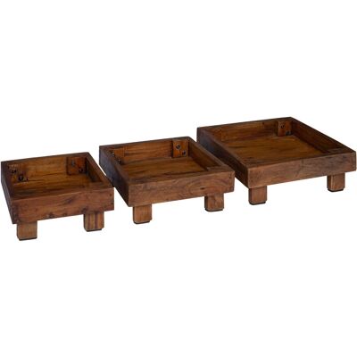 HELLOSHOP26 Set Di 3 Supporti Per Piante Rustici Giardino Esterno 35 X 35 X 12 Cm Finitura Strutturata In Legno Di Mogano 020058963 HELLOSHOP26 Set Di 3 Supporti Per Piante Rustici Giardino Esterno 35 X 35 X 12 Cm Finitura Strutturata In Legno Di Mogano 020058963