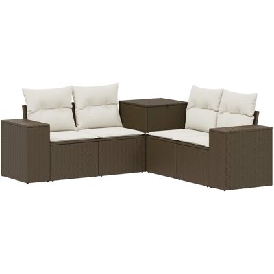 VIDAXL Set Di Divani 5 Pz Marrone E Bianco Crema 200 X 200 X 85 Cm VIDAXL Set Di Divani 5 Pz Marrone E Bianco Crema 200 X 200 X 85 Cm