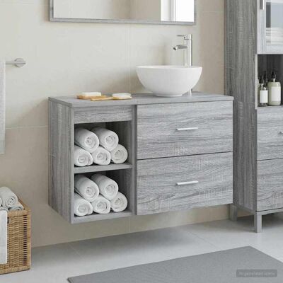 VIDAXL Set Di Mobili Per Il Bagno 2 Pz Sonoma Grigio VIDAXL Set Di Mobili Per Il Bagno 2 Pz Sonoma Grigio