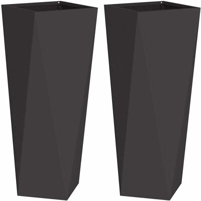 HELLOSHOP26 Set Di 2 Fioriere Da Esterno Moderne E Funzionali 30 X 30 X 75 Cm In Acciaio Nero 020053007 HELLOSHOP26 Set Di 2 Fioriere Da Esterno Moderne E Funzionali 30 X 30 X 75 Cm In Acciaio Nero 020053007