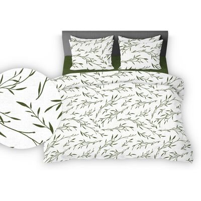 OEM Set Di Biancheria Da Letto In Corteccia 160x200 Bianco Verde Foglie Di Tè OEM Set Di Biancheria Da Letto In Corteccia 160x200 Bianco Verde Foglie Di Tè
