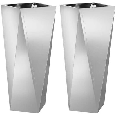 HELLOSHOP26 Set Di 2 Fioriere Moderne Da Esterno 30 X 30 X 75 Cm Dal Design Elegante In Acciaio Zincato Argento 020053017 HELLOSHOP26 Set Di 2 Fioriere Moderne Da Esterno 30 X 30 X 75 Cm Dal Design Elegante In Acciaio Zincato Argento 020053017
