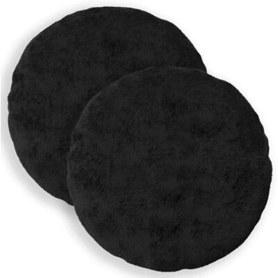 VIDAXL Federa 2 Pz Heerlen Nero Ø 50 Cm Pelliccia Di Coniglio Finta VIDAXL Federa 2 Pz Heerlen Nero Ø 50 Cm Pelliccia Di Coniglio Finta