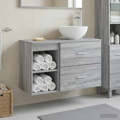 VIDAXL Set Di Mobili Per Il Bagno 2 Pz Sonoma Grigio VIDAXL Set Di Mobili Per Il Bagno 2 Pz Sonoma Grigio