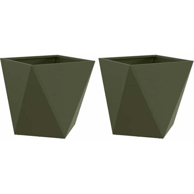 HELLOSHOP26 Set Di 2 Fioriere Moderne Da Esterno 50 X 50 X 50 Cm Design Chic In Acciaio Verde Oliva 020053083 HELLOSHOP26 Set Di 2 Fioriere Moderne Da Esterno 50 X 50 X 50 Cm Design Chic In Acciaio Verde Oliva 020053083