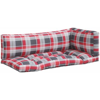 VIDAXL Cuscini Per Pallet 3 Pz A Quadri Rossi In Tessuto VIDAXL Cuscini Per Pallet 3 Pz A Quadri Rossi In Tessuto