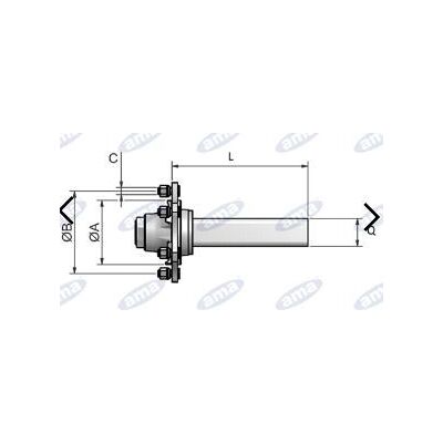 AMA Semiasse Senza Freno Tipo 5 Fori 200 Mm Per Rimorchio E Carrobotte 11684 AMA Semiasse Senza Freno Tipo 5 Fori 200 Mm Per Rimorchio E Carrobotte 11684