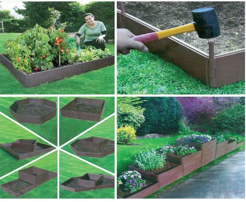 ROVELLI Set da 8 Pannelli Fioriera Orto Multiforma Plastica Giardinaggio Aiuola Vasi