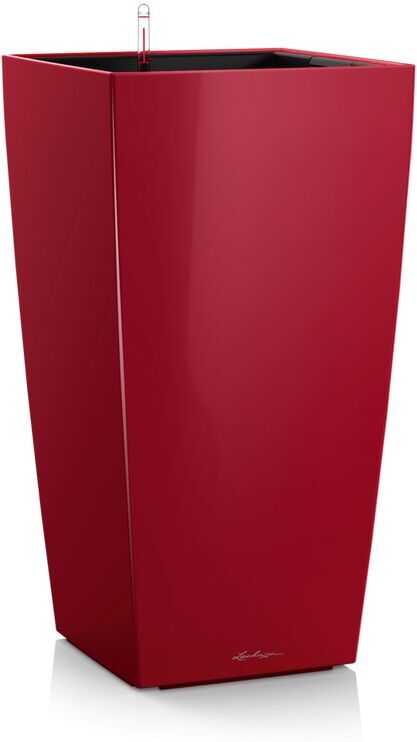 LECHUZA Vaso da interno e esterno cubico Premium 40 cm - Rosso Scarlatto Lucido - Rosso Scarlatto Lucido