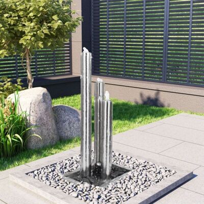 VIDAXL Fontana Da Giardino Argento 48x34x88 Cm In Acciaio Inox VIDAXL Fontana Da Giardino Argento 48x34x88 Cm In Acciaio Inox