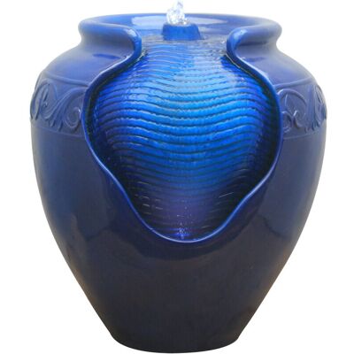 TEAMSON HOME Fontana D'Acqua Con Luci Per Giardino, Piccola Fontana D'Acqua A Piani Per Esterni, Vaso Blu, Cascata Per Interni E Ornamento Con Pompa, Arredamento Patio - TEAMSON HOME Fontana D'Acqua Con Luci Per Giardino, Piccola Fontana D'Acqua A Piani Per Esterni, Vaso Blu, Cascata Per Interni E Ornamento Con Pompa, Arredamento Patio -